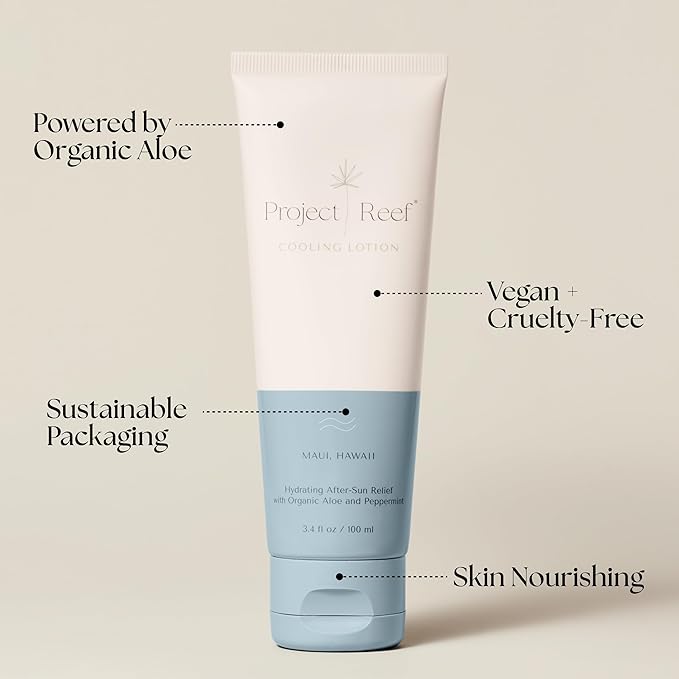 After Sun Cooling Lotion w/Organic Aloe Vera, Peppermint, Shea Butter, Vitamin E - Natural Vegan Sunburn Relief, Aftersun Care-Velvo Beauty