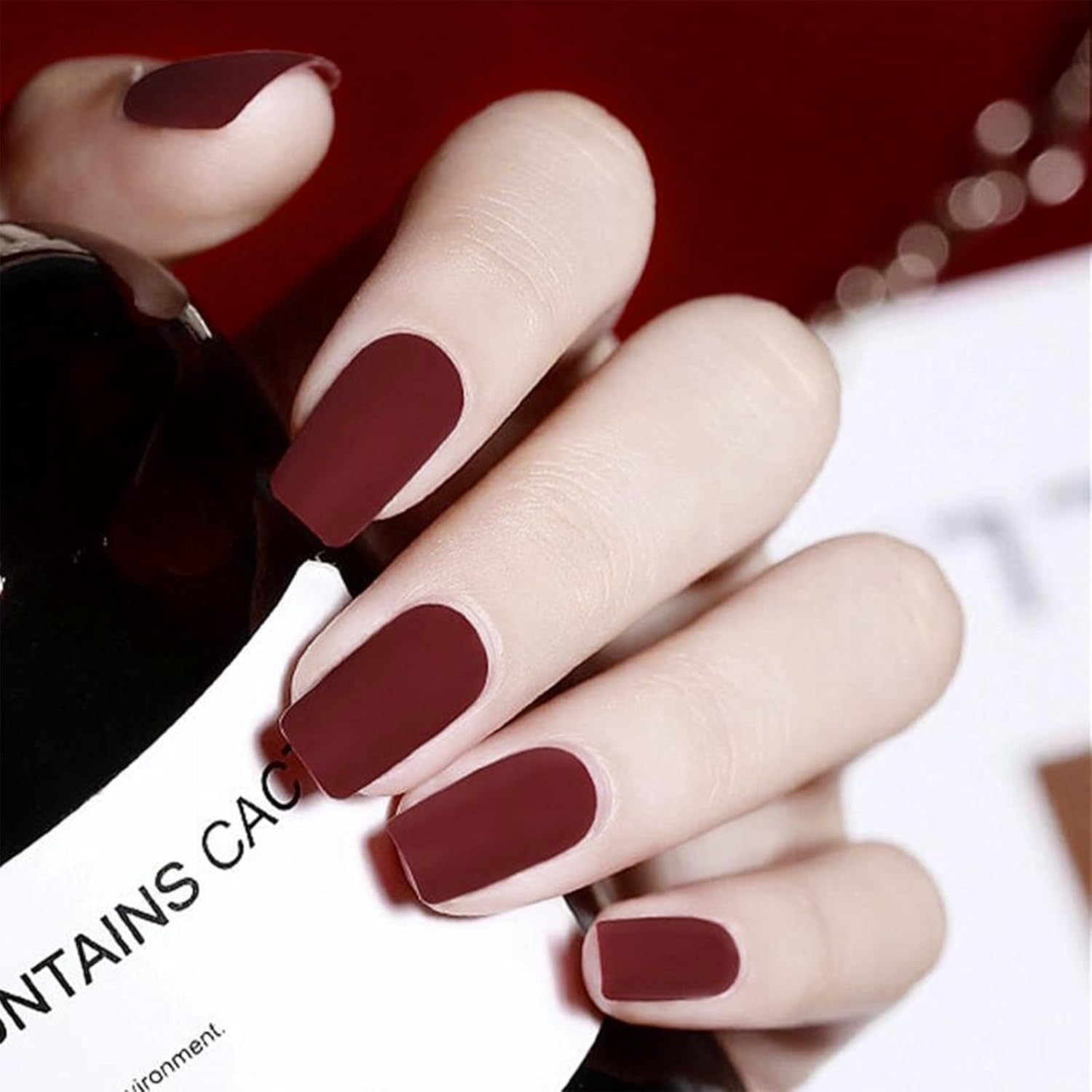 COSMOO 12ml Burgundy Matte Nail Polish, Quick Dry Nail Lacquer for Nail Art Varnish, Mist Effect Matte Finish Velvet Nail Polish, 0.41 fl oz (Burgundy, 0.41 fl oz)-Velvo Beauty