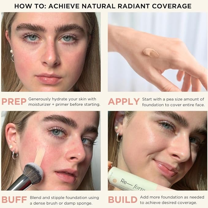 HALEYS Re-form Luminous Skin Foundation, VEGAN + CRUELTY-FREE, Blurs, Conceals, Blendable, Buildable Med-to-Full Coverage, Weightless, Oil-free, All-Day Wear, Hyaluronic Acid, All skin types (7.0)-Velvo Beauty