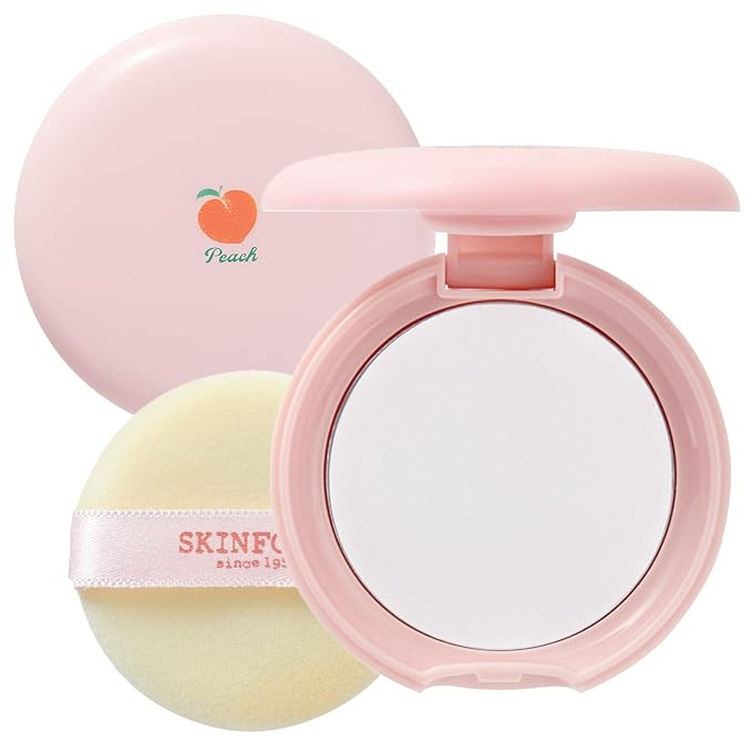 SKINFOOD Peach Cotton Pore Blur Pact - Sebum Control Pack with Silky Texture - Long Lasting Makeup Fixing - Pore Primer with Mineral Powder for Oily Skin - Pore Quick Minimizer-Velvo Beauty