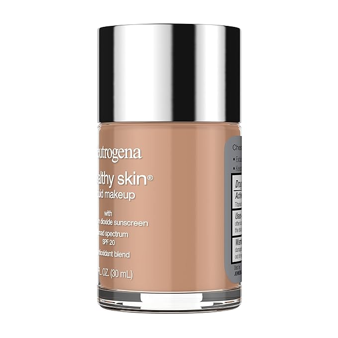 Neutrogena Healthy Skin Liquid Makeup Foundation with Broad Spectrum SPF 20 Sunscreen, Medium Coverage Foundation with Nourishing Pro-Vitamin B5, Chestnut 135, 1 fl. oz-Velvo Beauty