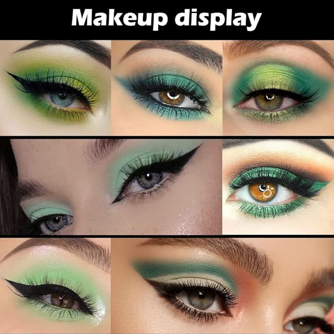 16 Colors Green Olive Matte Shimmer Eyeshadow Palette for Eye Makeup,High Pigmented White Gray Eye Shadow Primers Powder Palet de sombras de ojos-Velvo Beauty