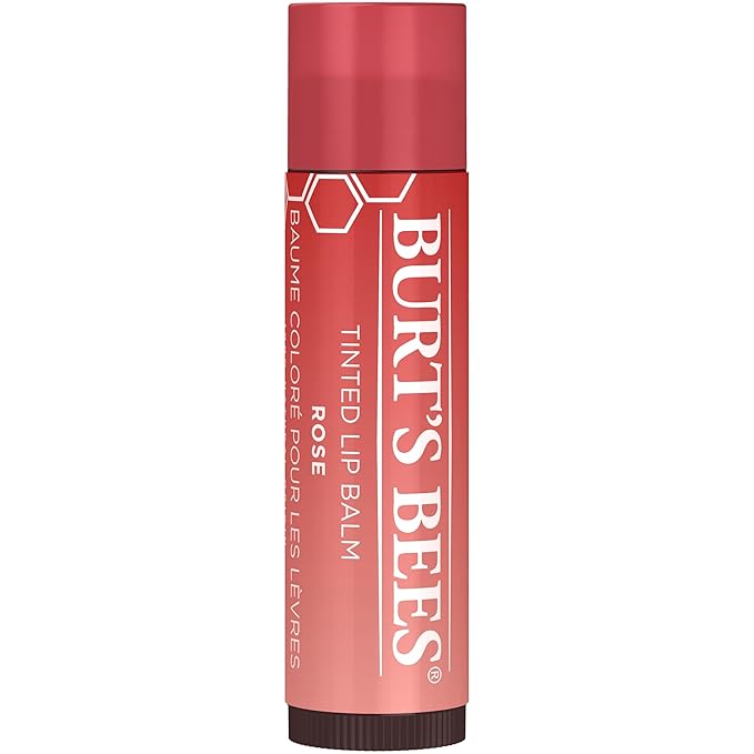 Burt's Bees Lip Tint Balm with Long Lasting 2 in 1 Duo Tinted Balm Formula, Color Infused with Deeply Hydrating Shea Butter for a Natural Looking Buildable Finish, Petal Rose (2-Pack)-Velvo Beauty