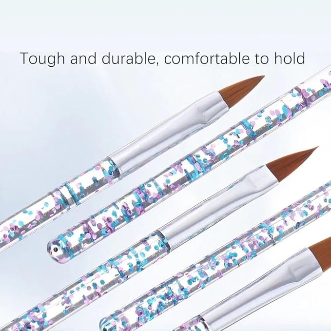 5pcs Nail Art Brushes Set, Nail Art Design Pen Painting Tools with Nail Extension Gel Brush, Nail Polish Brush, Builder Nail Gel Brush, Nail Dotting Pen Salon at Home Diy Manicure (Blue)-Velvo Beauty