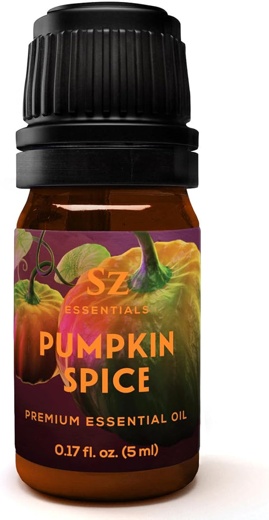 Pumpkin Spice Essential Oil Blend for Diffuser and Humidifier - 100% Pure and Natural - Rich Pumpkin Spice Scent, with Fruity and Spicy Overtones - Vegan - 0.17 floz (5 mL)-Velvo Beauty