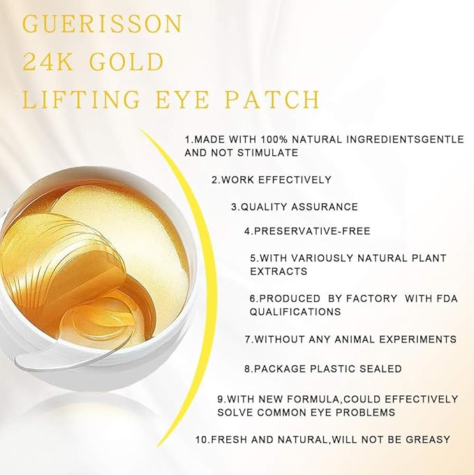 Under Eye Patches, 24K Gold Eye Masks, Eye Patches for Dark Circles and Puffiness, Reduce Under Eye Bags and Smooth Wrinkles, Eye Pads With Collagen(30 Pairs).-Velvo Beauty