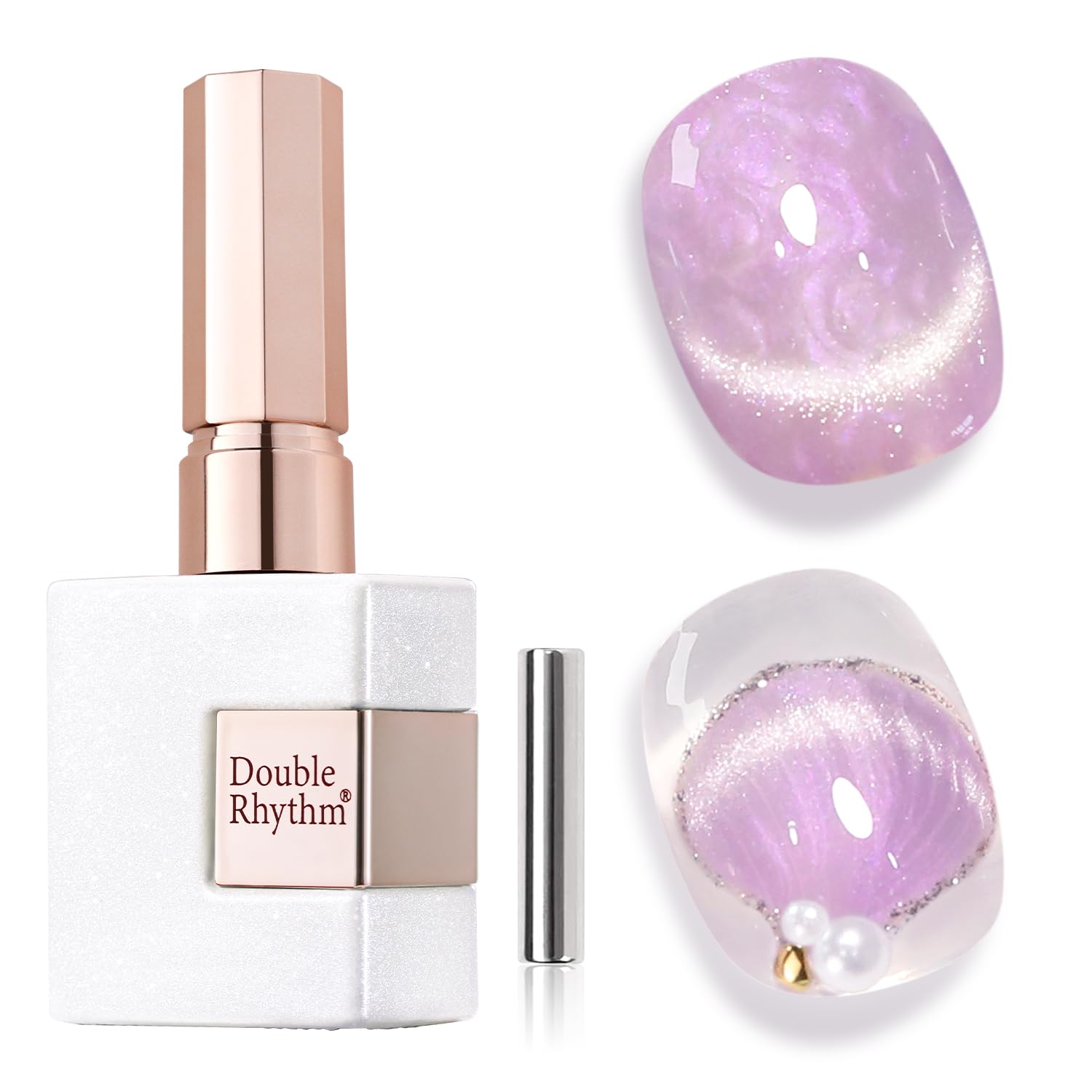Double Rhythm 15ML Ice Glass Cat Eye Gel Polish with Magnet Holographic Glitter Shimmer Translucent Sheer Color Salon Soak Off Magnetic Nail at Home (Mermaid Purple-MC1136)-Velvo Beauty