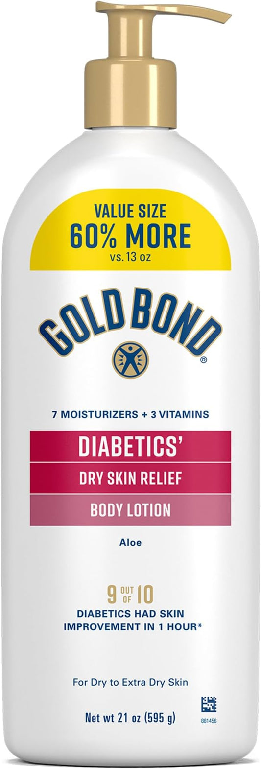 Gold Bond Diabetics' Dry Skin Relief Body Lotion With Vitamin E & Aloe To Soothe & Moisturize Dry, Flaky & Rough Skin, Value Size, 21 oz.-Velvo Beauty