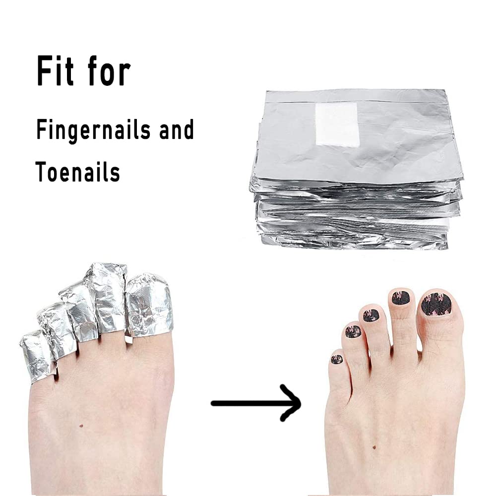 200Pcs Nail Polish Remover Gel Nail Foil Wraps Aluminium Soak Off Foils Cotton Pads Gel Nail Polish Wraps Removal Tool Finger Nail Polish Remover with Lint-Free Lager Cotton Pad-Velvo Beauty