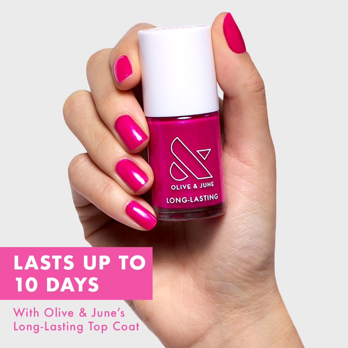 Olive & June Long Lasting Nail Polish | Plump Gel-Like Finish No Lamp Needed | Lasts up to 10 days | Salon-Quality at Home | 15-Free, Vegan Cruelty-Free Chip-Resistant | Lily Blooms Shimmering Magenta-Velvo Beauty
