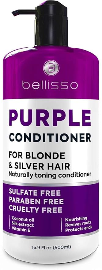 Purple Conditioner for Blonde Hair - Sulfate and Paraben Free Toner - No More Orange and Yellow Brassy Tones - More Balance for Color Treated, Bleached, Silver, White and Gray Hair - Women and Men-Velvo Beauty