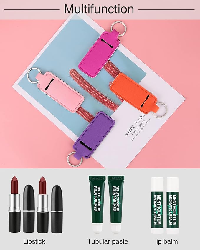 Chapstick Holder Lip Balm Sleeve Pouch Chapstick Holder With Clip Lipstick Lip Gloss Holder Stocking Stuffers Gift for Women (7pcs)-Velvo Beauty