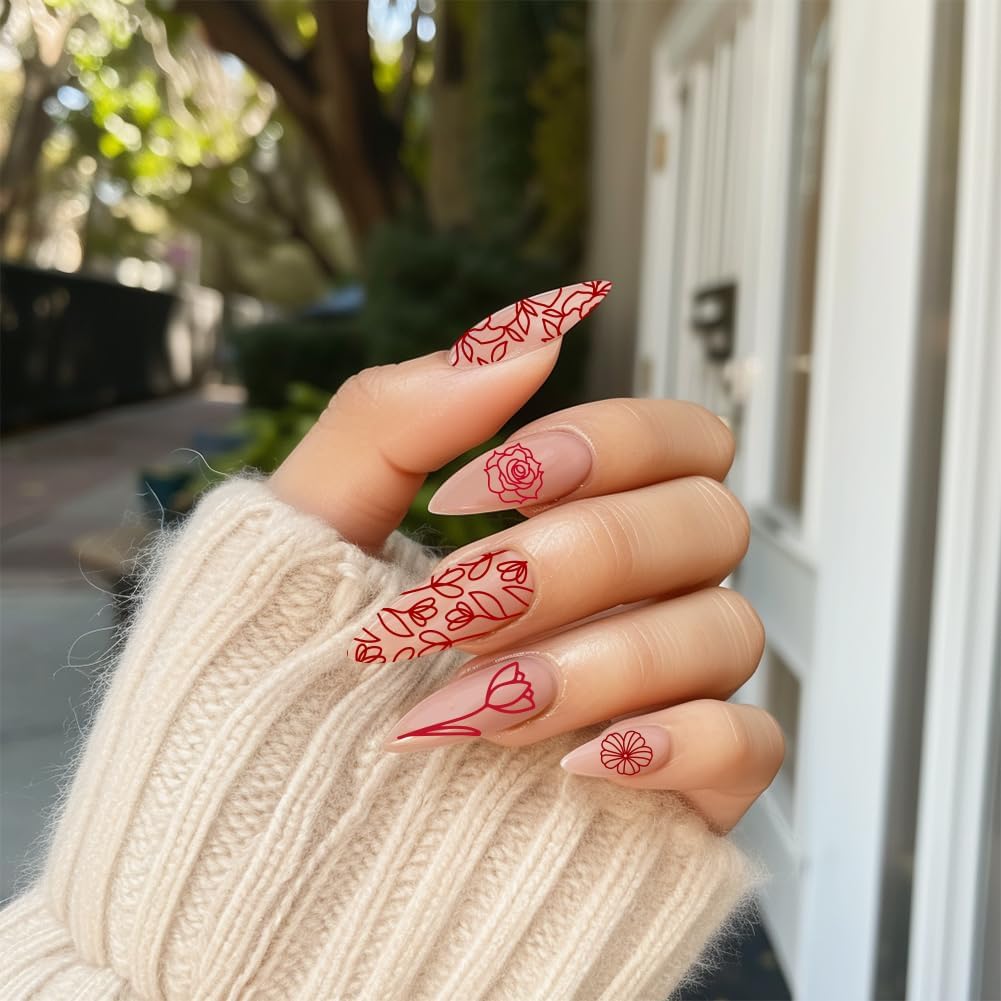 3Pcs Flower Nail Stamping Plate Set Tulips Roses Stainless Floral Steel Nail Stamp Templates Clear Silicone Nails Stamping with Stamper Scraper for Manicure Printing-Velvo Beauty