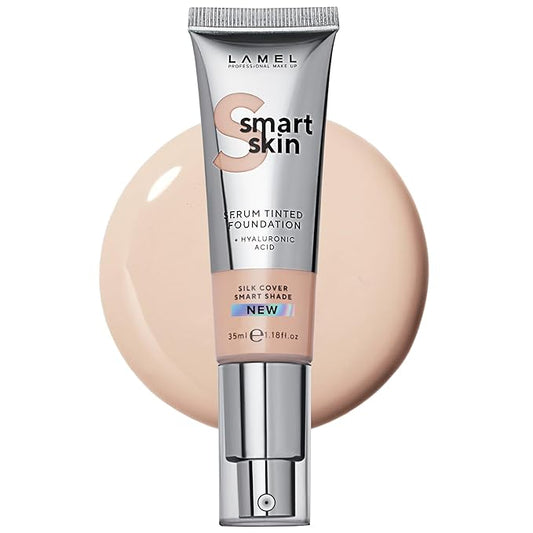 LAMEL Smartskin Serum Tinted Foundation - Hydrating & Nourishing - Hypoallergenic & Skin-Caring - Color Correcting - Anti-Aging Formula with Hyaluronic Acid - 401, 1.18 fl.oz-Velvo Beauty
