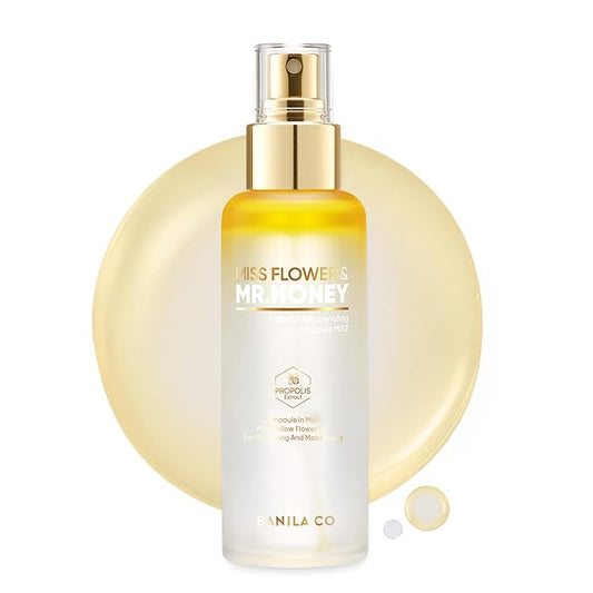 BANILA CO Miss Flower & Mr Honey Propolis Ampoule Mist | Nourishing Skin Double Layer & Moisturizing Makeup Fixer Setting Spray | Hydration Boost, Radiant Glow Serum (99ml / 3.34 fl oz)-Velvo Beauty