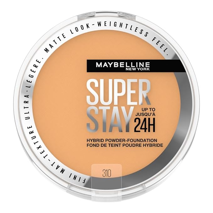 Maybelline Super Stay Up to 24HR Hybrid Powder-Foundation, Medium-to-Full Coverage Makeup, Matte Finish, 310, 1 Count-Velvo Beauty