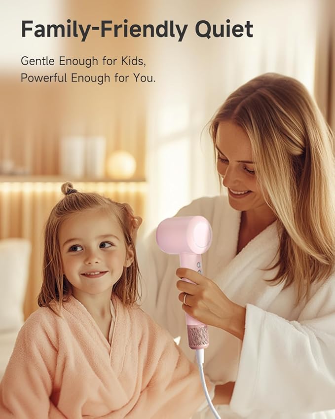 PLUZZ Hair Dryer with Diffuser Attachment, Diffuser Blow Dryer Ionic for Curly Hair, 110000RPM Brushless Motor High Speed Fast Hairdryer for Women/Men/Kids, Travel Hair Dryers Small Lightweight 1600W-Velvo Beauty