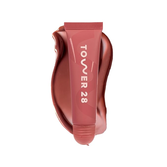Tower 28 LipSoftie Hydrating Tinted Lip Treatment Balm, Moisturizing Lip Mask for Chapped Lips - Red Bean Mochi, Sheer Rosy Nude-Velvo Beauty