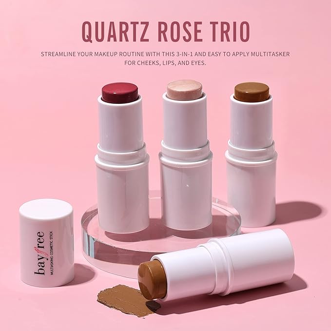 KIMUSE Multi Stick Trio Face Makeup, Cream Blush Stick for Cheeks & Lips, Contour Stick & Highlighter Makeup Sticks for All Skin-Velvo Beauty