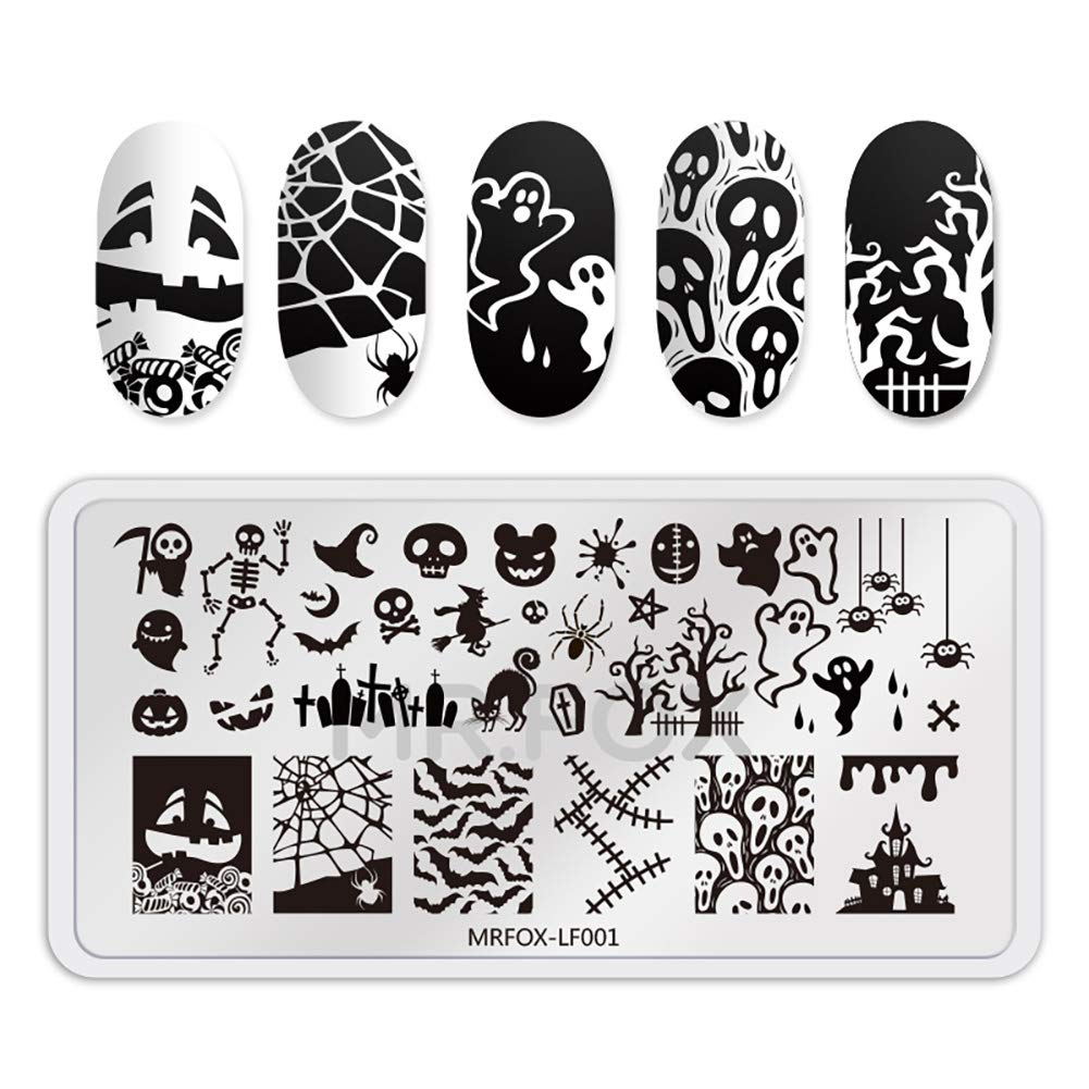Mr. Fox Nail Printing Board Set Halloween Flame Leopard, Zebra and Snake Motifs Nail Art DIY Stamping Template-Velvo Beauty