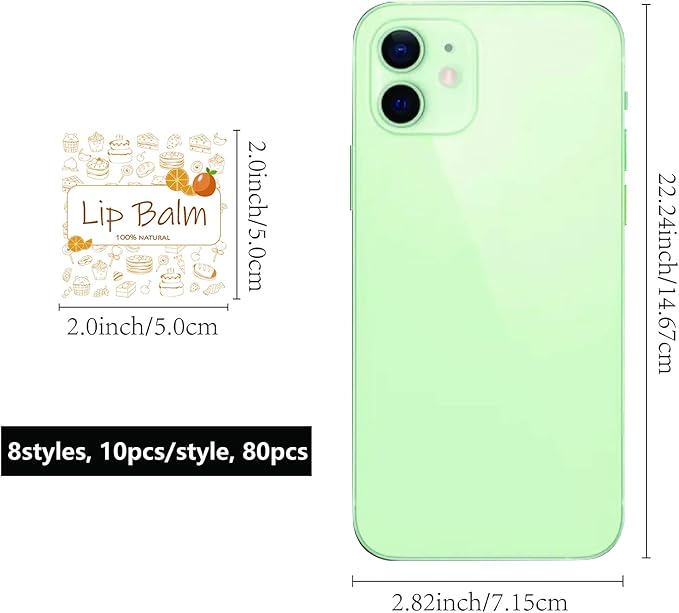 CRASPIRE Lip Balm Labels 80pcs Homemade Lip Balm Labels 2” Clear Lip Balm Labels for Tubes Printable Waterproof Lip Balm Stickers Labels for Lip Balm Handcream Candle Container（Food Logo）-Velvo Beauty