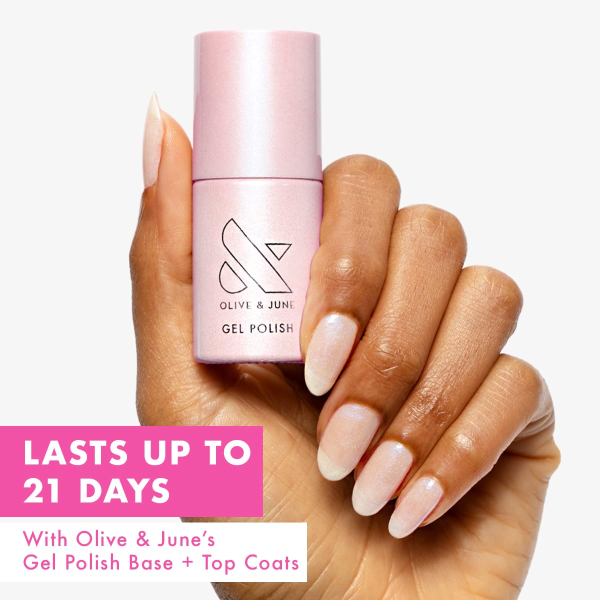 Olive & June Gel Polish | UV LED Nail Lamp Needed | Long Lasting Formula | Up to 21 Days of Wear | Damage-Free Removal |Salon-Quality Manicure at Home | Pink Goldfish | Pink Iridescent-Velvo Beauty