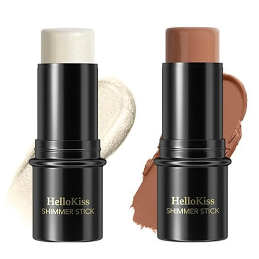 MIELIKKI 2Pcs Cream Contour Stick Makeup, Highlighter Stick and Bronzer Stick for Face Sculpting, Easy to Apply & Blend, Long Lasting, Waterproof, Matte Finish,0207-Velvo Beauty