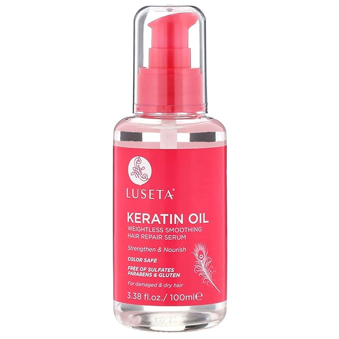 Luseta Keratin Hair Oil Serum for Color Treated Damaged & Dry Hair Strengthening & Nourishing, Keratin Hair Treatment Oil, Free of Sulfates, Paraben and Gluten 3.38 oz-Velvo Beauty