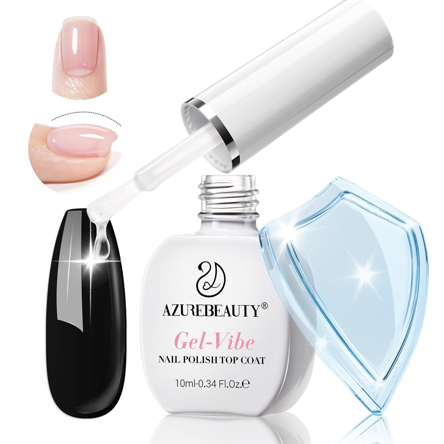 AZUREBEAUTY Natural Top Coat Nail Polish – Clear, Quick Dry, Long Lasting, Glossy Shine, Air Dry Formula, Smooth Finish, Nail Lacquer for Manicure & Nail Art, Salon-Quality-Velvo Beauty