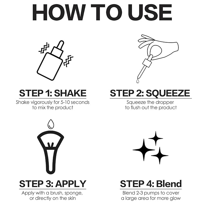 FOCALLURE Starfall Glowing Liquid Highlighter, Shimmering Body Oil, Non-Sticky Shimmer Liquid Luminizer, Non-Greasy, Face & Body Glitter Makeup for Costumes, Cosplay, Rave Festival, BRONZE CRAZE-Velvo Beauty