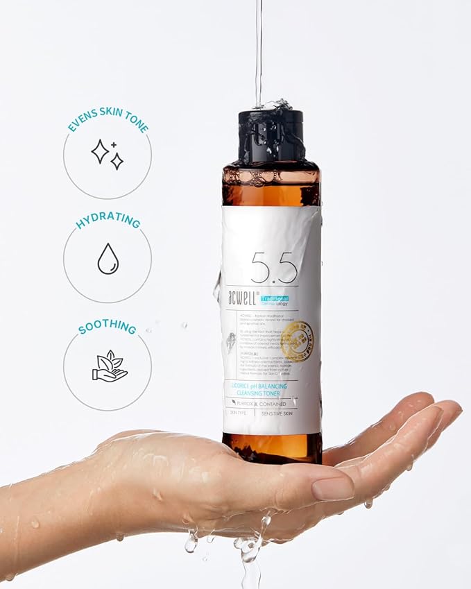 ACWELL Licorice pH Balancing Korean Toner for Cleansing - Alcohol-Free PH5.5 Hydrating Facial Astringent -Skin Clarifying & Hydration Boosting Toner, 5.1 fl.oz. 2 Pack-Velvo Beauty