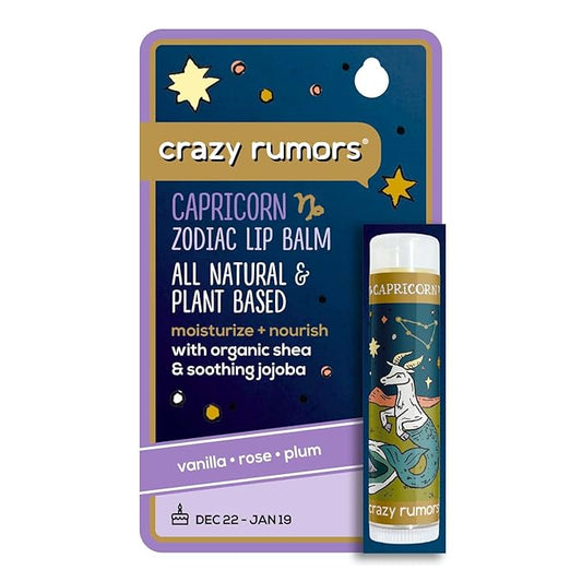 Crazy Rumors Capricorn Zodiac All Natural, Plant Based Lip Balm to Moisturize and Nourish your Lips - Earth Blend (Sweet Vanilla, Fragrant Rose and Plum)-Velvo Beauty