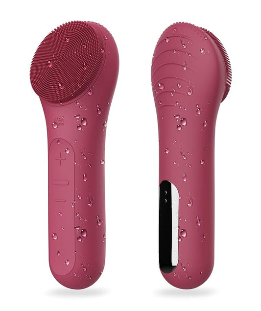 Face Scrubber, NågraCoola CLIE Facial Cleansing Brush, Waterproof and Rechargeable Face Scrub Brush for Men & Women, Cleansing, Exfoliating and Massaging, Electric Face Wash Brush - Berry-Velvo Beauty
