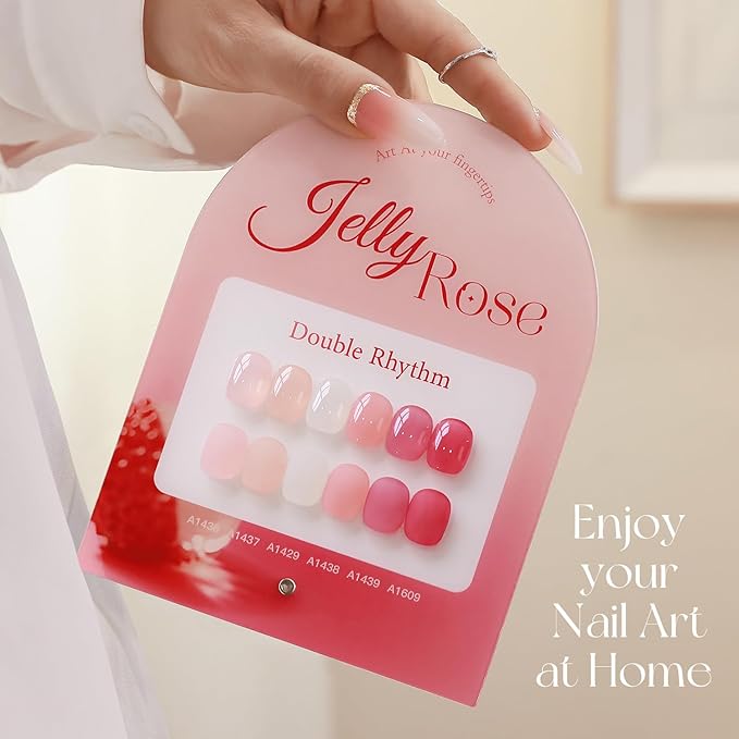 Double Rhythm 6 Pcs 15 ML Gel Polish Set Same Color Same Bottle Soak Off Gel Polish Kit Nail Art Manicure Salon DIY at Home for Women (Milky White Jelly Pink Nude Peach-T6-24)-Velvo Beauty