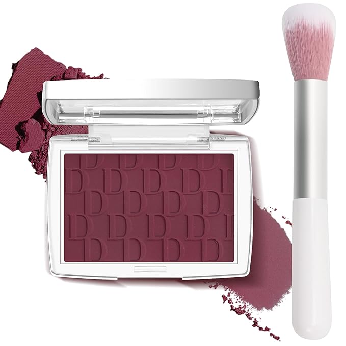 Berry Blush Powder Blush for Cheeks with Brush, Matte Blush Palette Blush Powder Face Blusher, Natural Blendable Formula Silky Lightweight Makeup Blush Rubores de Maquillaje, 006#-Velvo Beauty