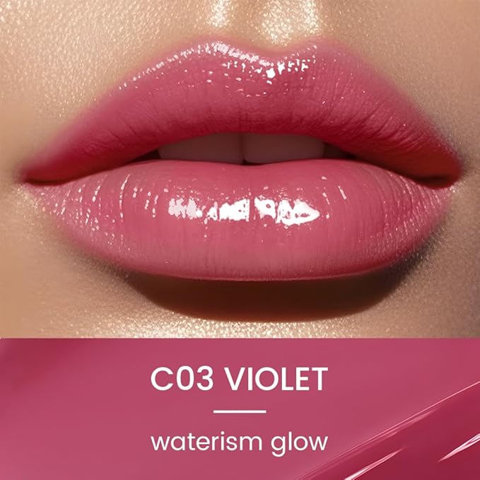 CATKIN Glossy Lip Balm Ultra Hydating Glow Lip Tinted Jelly Plump Melting Balm Shea Butter Repair Soothing For Dry Lips Dewy Finished 0.12 oz C03 VIOLET-Velvo Beauty