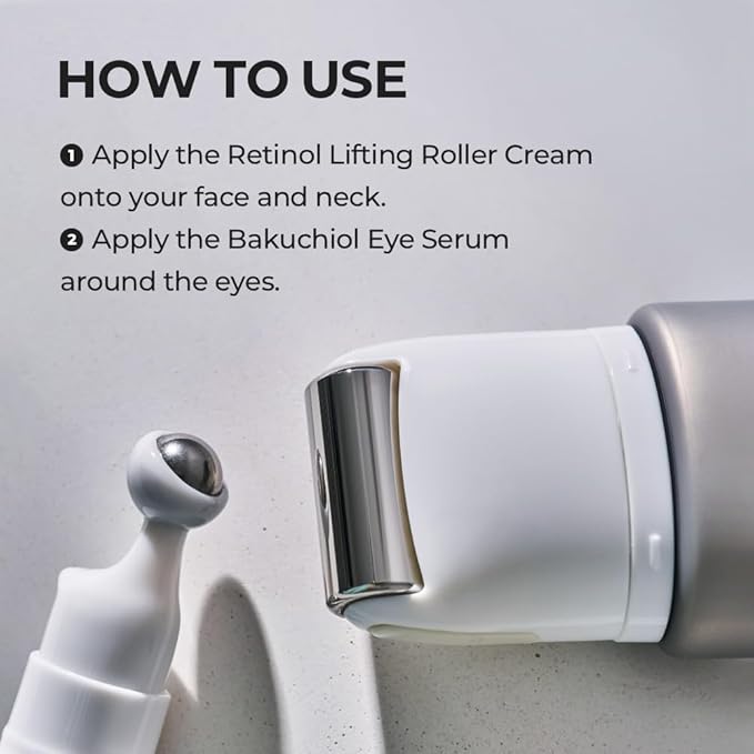 [SKIN&LAB] Anti-aging Rollers Duo Set, includes Bakuchiol Eye and Retinol Lifting Roller, Korean Vegan Skincare Gift Set, Gift for women, Christmas skincare gift set-Velvo Beauty