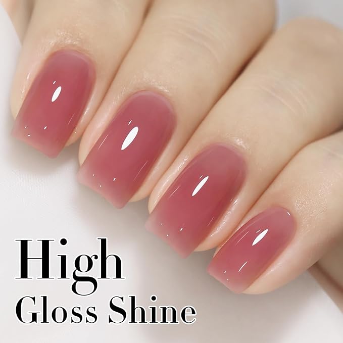 Double Rhythm Gel Polish Translucent Sheer Neutral Natural Light Milky Same Color Same Bottle 15ML Jelly Polish Art DIY at Home (Light Pink Purple-A1373)-Velvo Beauty
