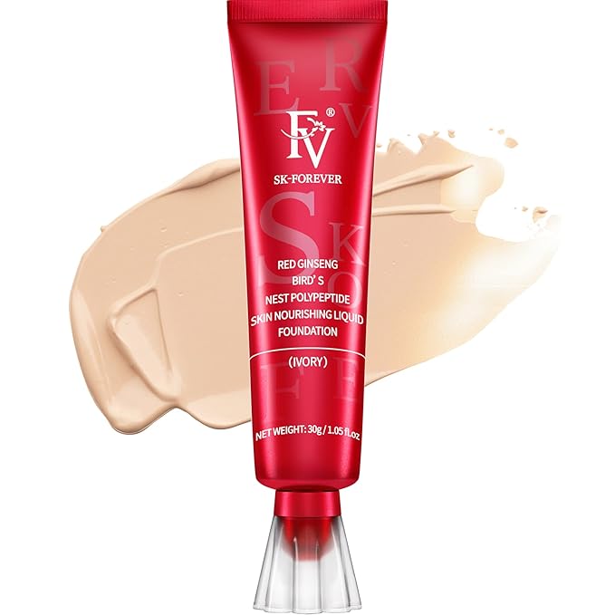 FV Waterproof Foundation with Medium Coverage, Oil-free & Long Lasting, Lightweight, Matte Foundation for Oily/Normal Skin, Sweat-resistant Liquid Makeup Foundation for Face, 30g, Ivory-Velvo Beauty