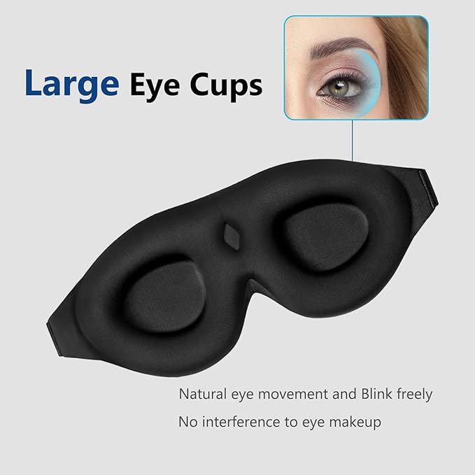 ALASKA BEAR Sleep Mask Women Men with Molded Eye Cups, Well-Contoured 3 D Extra-Plush Soft Memory Foam Blackout Eye Mask Zero Pressure on Eyelids & Eyelashes w Earplugs Set - Silent Night Stars-Velvo Beauty