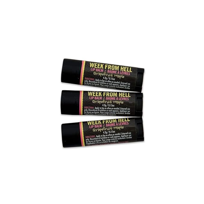 Walton Wood Farm Lip Balm Trio (Week from Hell) Grapefruit Maple Flavor 100% All-Natural, Vegetarian Friendly, and Paraben-Free-Velvo Beauty
