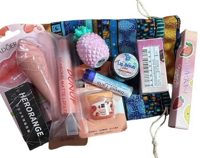 Lip Prodiuct Gift Sack With An Unique Assortment of Lip Products, 10 Total and Maybe Some Extras, By Diva Stuff-Velvo Beauty