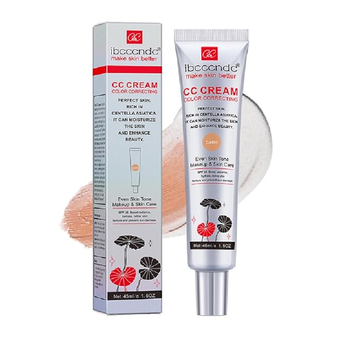 Color Correcting CC Cream with SPF 25,Full-Coverage Foundation,Hydrating Serum,Refine Skin Texture, Avoid Sun Damage (Dark, 45 ml)-Velvo Beauty
