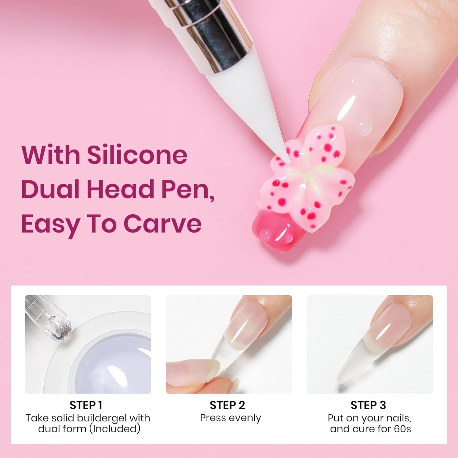 3d Sculpting Gel for Nail Art, Solid Builder Gel for Nails Non-Stick Hand for Modeling Sculpture Nail Extension UV/LED Manicure DIY At Home Clear Pink 2PCS-Velvo Beauty