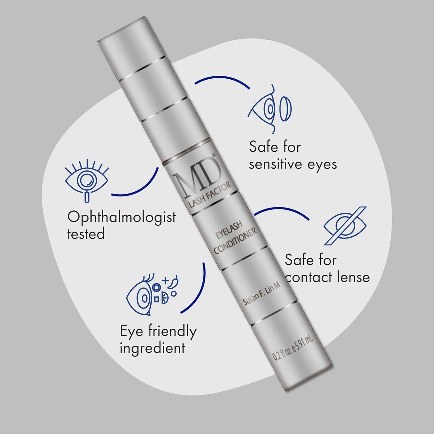 MD Lash Factor Eyelash Conditioner – 0.2 fl oz, 6-Month Supply – Peptide + Biotin Serum for Fuller, Thicker Lashes, Ophthalmologist-Tested-Velvo Beauty