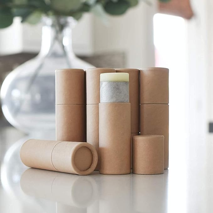 10 Pcs 2 Oz Paperboard Lip Balm Tubes Cardboard Tubes Empty DIY Lipstick Tube Refillable Lip Gloss Container Solid Perfume Tubes 60g Chapstick Container for Cosmetic Samples Deodorant(Brown)-Velvo Beauty