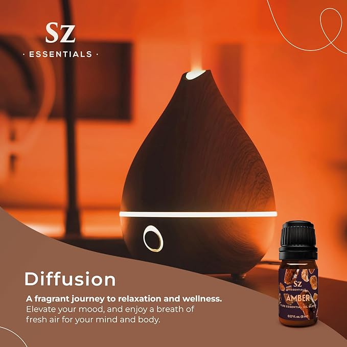 Amber 100% Pure, Essential Undiluted Oil - Extracted from Amber Resin - Rich & Floral Scent, with Smoky Overtones - Therapeutic Grade & Vegan - 0.17oz (5ml)-Velvo Beauty