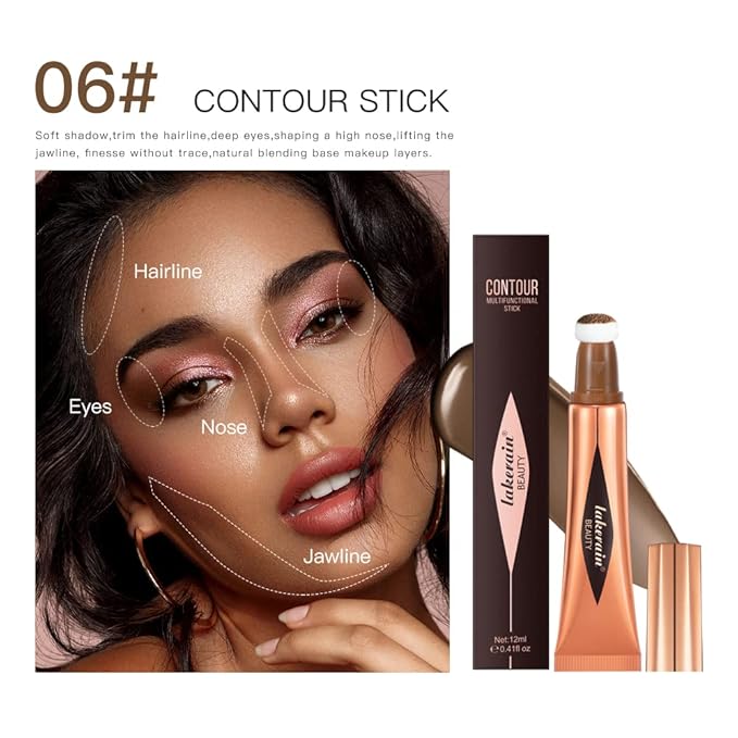 Liquid Contour Beauty Stick, Contour Stick, Bronzer Stick,Multi-Function Beauty Stick, Cream Contour With Cushion Applicator, Liquid Contour Stick, Women's Contour Makeup (06#)-Velvo Beauty