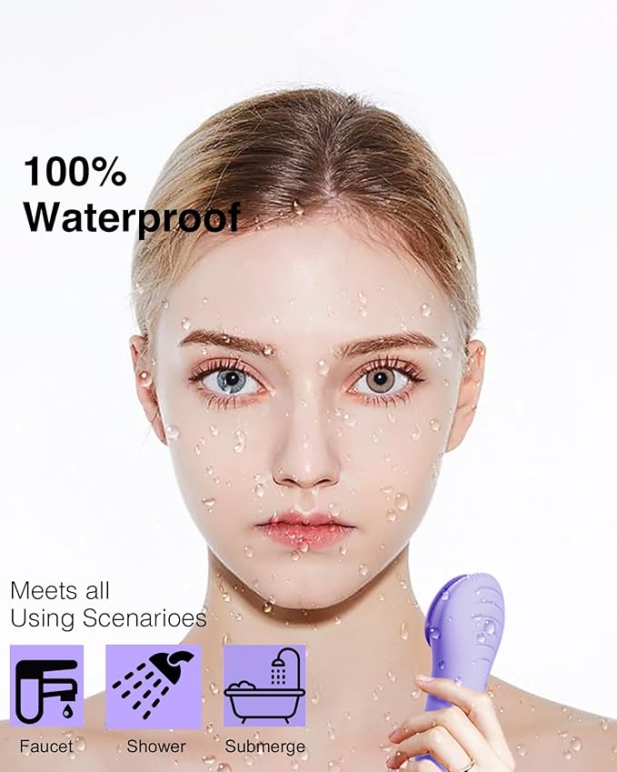 NgraCoola CLIE Facial Cleansing Brush - Waterproof & Rechargeable Face Scrubber for Men & Women, Cleansing, Exfoliating & Massaging - Violet-Velvo Beauty