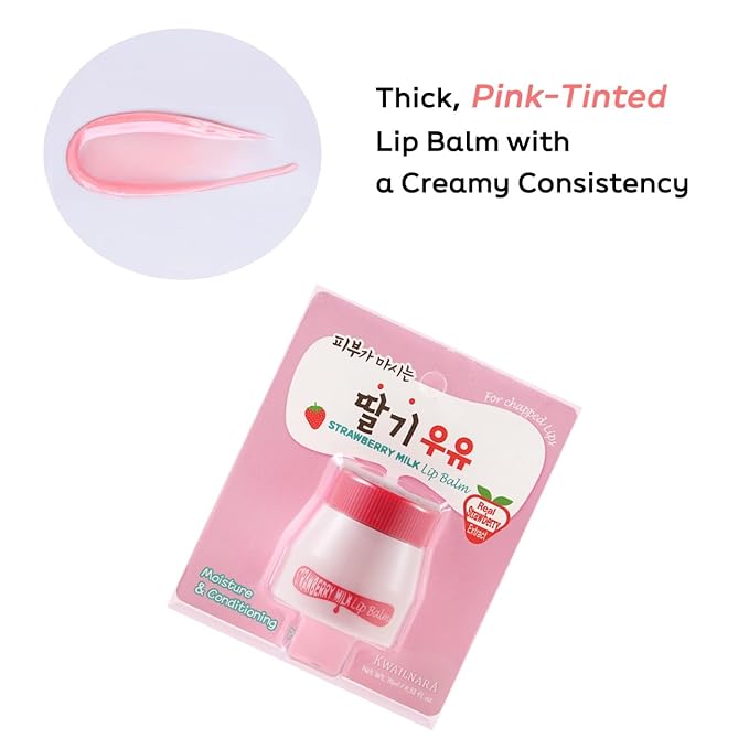 WELCOS Kwailnara Milk Lip Balm | Moisturizing, Soothing, Nourishing with Milk and Royal Jelly Extract | Korean Lip Care | 10 ml / 0.33 Fl. oz | Strawberry-Velvo Beauty